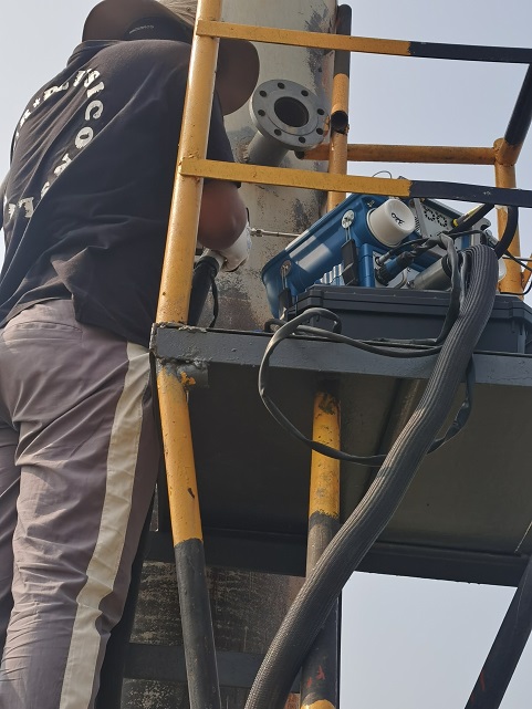 慶洋化工有限公司管道廢氣排放現(xiàn)場(chǎng)檢測(cè)